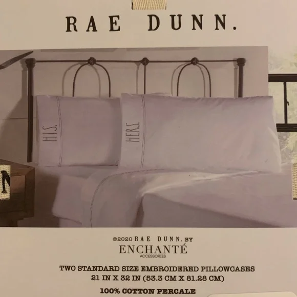NWT Rae Dunn {HIS & HERS} Embroidered Standard Pillowcases - Picture 6 of 6